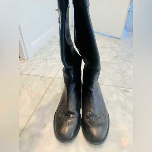 Tory Burch Selma Tall Pebbled Black Leather Riding Boot 8.5 - Picture 5 of 9